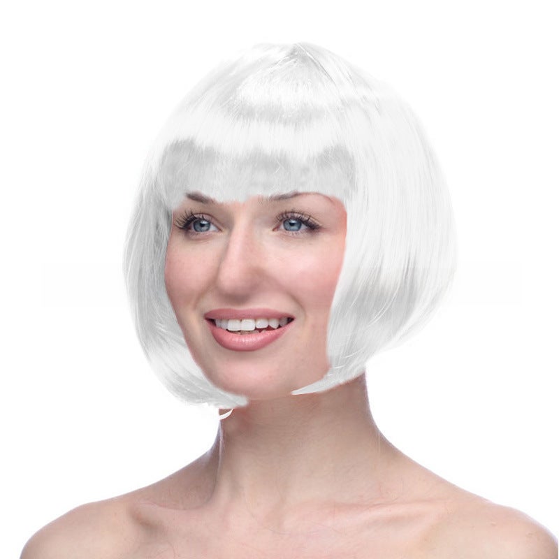 Generic Short Bob Costume Wig White