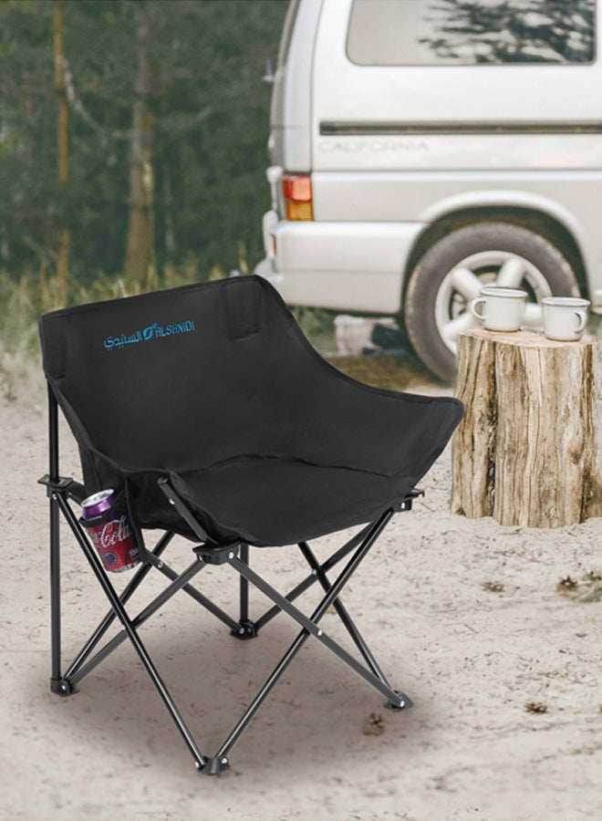 AL SANIDI Foldable travel chair, Camping Chair, Black, Size63*50*65Cm - Image 2