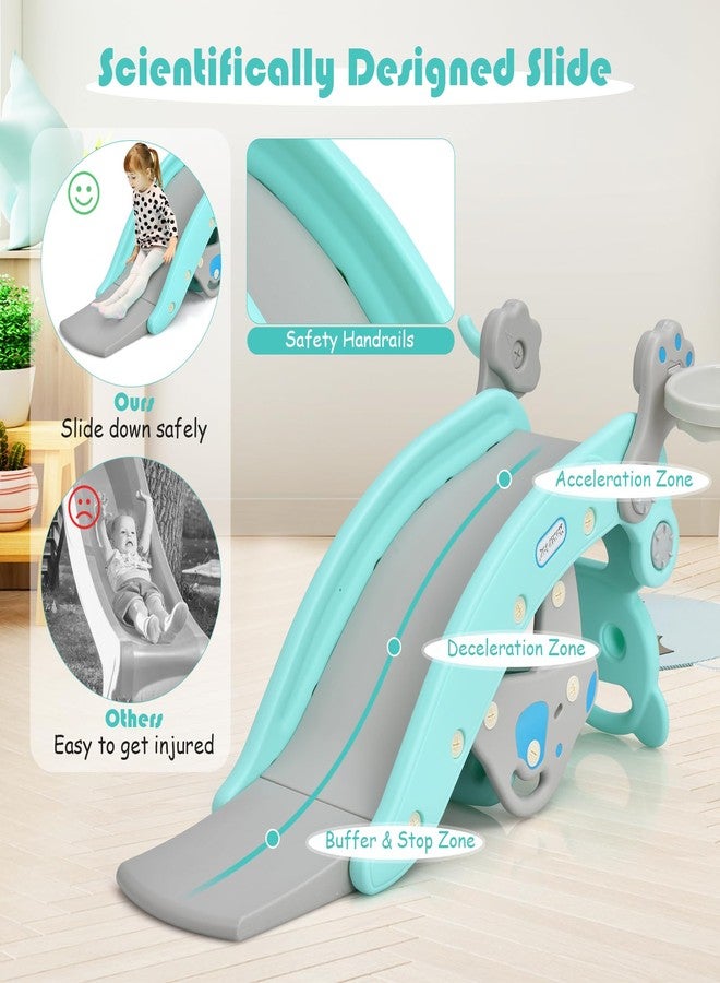 GLACER 5 in 1 Toddler Slide Rocking Toy, Rocking Horse Playset with Slide, Basketball Hoop, Ring Toss Game, Stool & Inflatable Basketball, Convertible Climber Playground for Indoors Outdoors (Green) - Image 3