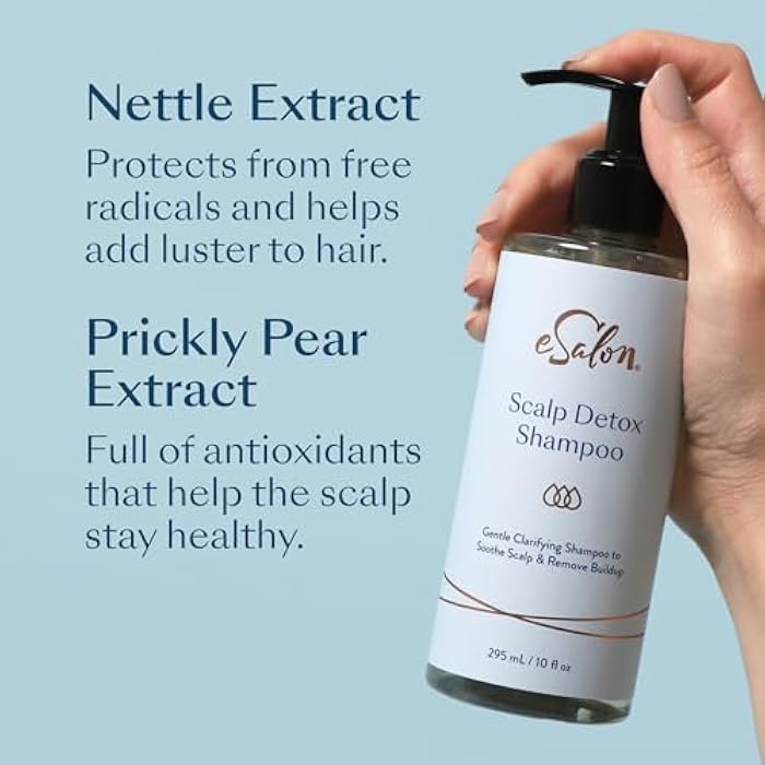 eSalon Scalp Detox Shampoo, Gentle Clarifying with Nettle and Prickly Pear Extract, 10 fl oz - Image 2