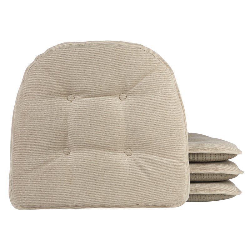 Klear Vu Omega NonSlip Chair Cushions Assembled in USA UShaped SkidProof Seat Pads for Dining Room Kitchen Office 15x16 4 Pack Linear Stone 4 Count