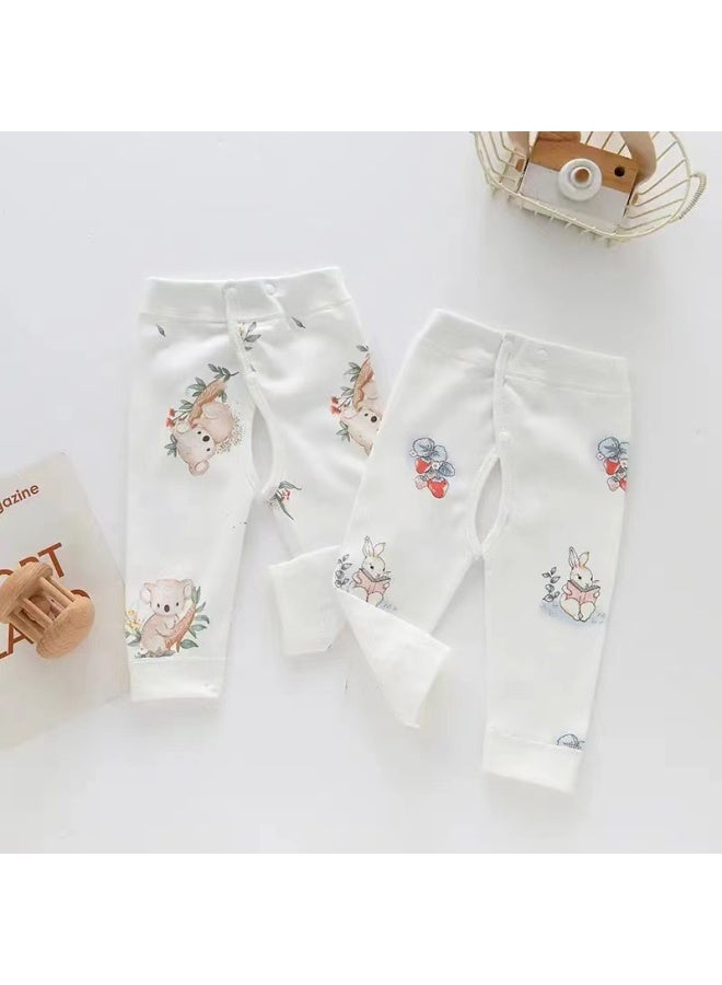 0-1 Year Old Newborn Baby Pants Men's Cotton Long Johns Adjustable Open-crotch Pants Belly Velcro Spring And Autumn Women