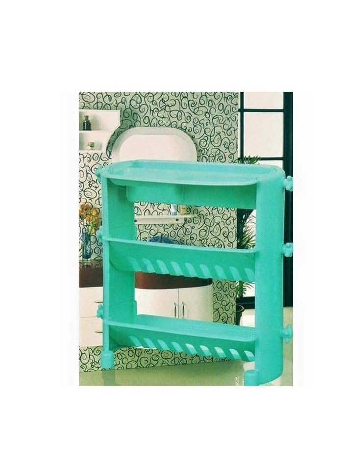 حقائب دُش تخزين أرفف أرفف للركن، 3 طبقات مربعة من البلاستيك وحامل للمكتب، وسلة تخزين ومنظم أرفف للمنزل / المنزل / المطبخ / الحمام  H - Image 1