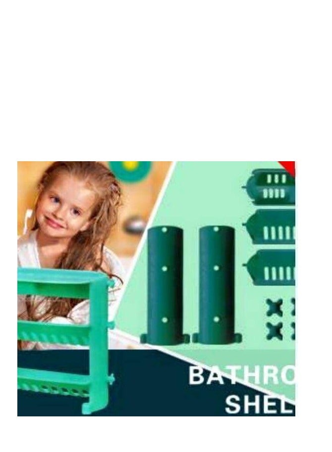 حقائب دُش تخزين أرفف أرفف للركن، 3 طبقات مربعة من البلاستيك وحامل للمكتب، وسلة تخزين ومنظم أرفف للمنزل / المنزل / المطبخ / الحمام  H - Image 3