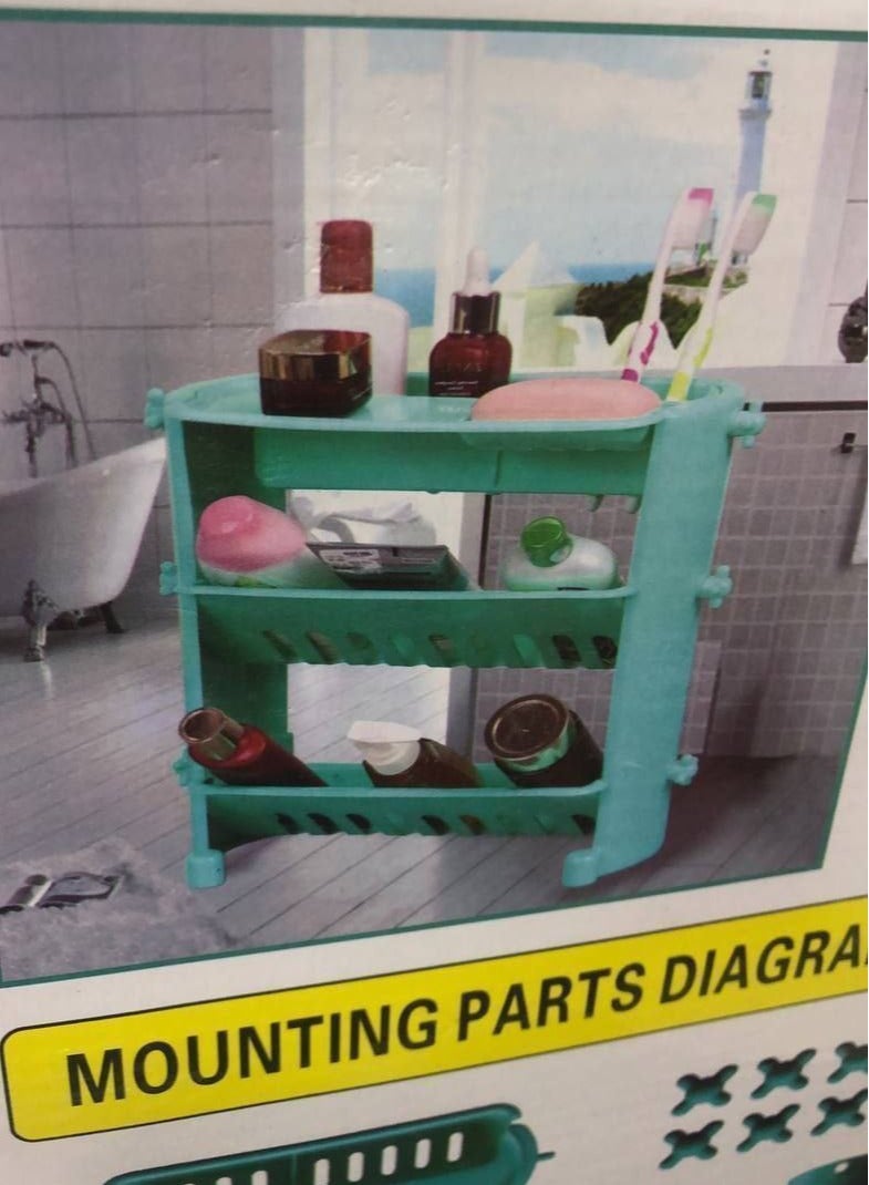 حقائب دُش تخزين أرفف أرفف للركن، 3 طبقات مربعة من البلاستيك وحامل للمكتب، وسلة تخزين ومنظم أرفف للمنزل / المنزل / المطبخ / الحمام  H - Image 2