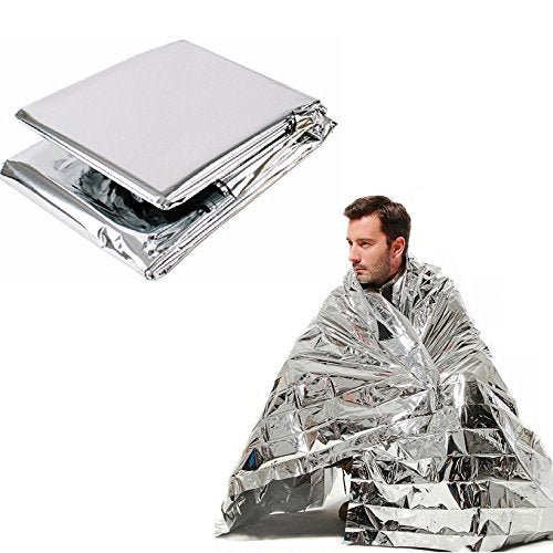 Linist Emergency ‎Mylar Thermal Blankets - 2 Packs Waterproof and Weatherproof Perfect for conserving Body Heat in Emergency Survival situations (Color May Vary) - Image 1