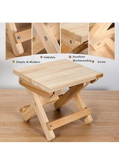 FEELING MALL FEELING MALL Camping Folding Stool Foldable Solid Wood Chair Portable Household Outdoor Camping BBQ Fishing Chair Picnic Bench Square Stool | Garden Side Table Picnic Small Table Wood Indoor Outdoor  - Image 4