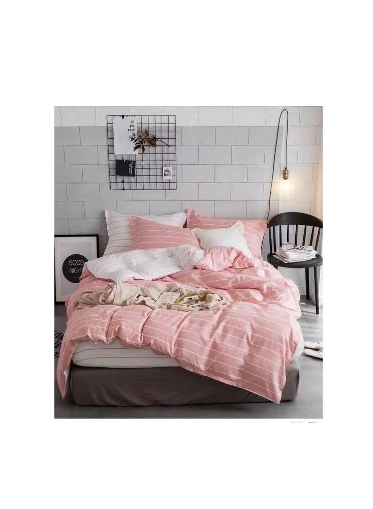 BAIG 6-Pieces Glace Cotton Printed Fancy Comforters Set Fixed duvet, fitted bedsheets and pillowcase King Size F34