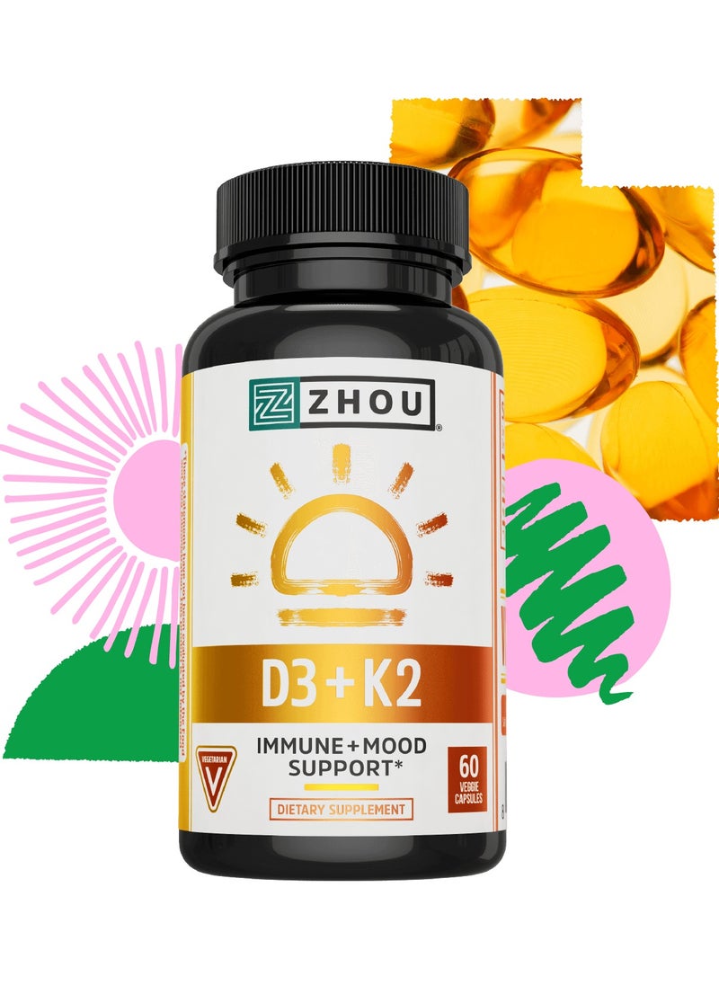 Zhou Nutrition - D3 + K2, 60 Veggie Capsules - Image 1