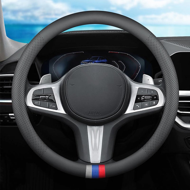 غطاء عجلة القيادة XHRING لسيارات BMW X5 X3 X7 3 5 سلسلة 328i 528i 535i 530i 540i 320i X1 X2 X4 X6 1 2 4 6 7 8 M2 M3 M4 M5 M6 M8 سلسلة e90 e60 f30 330i e46 i3 335i 325i ملحقات 2025 جلد