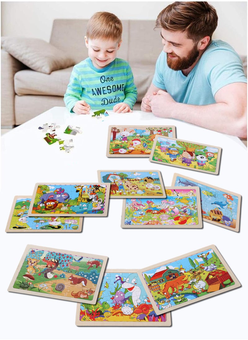 MissTiara Pack of 10 Wooden Puzzles Set for Toddlers and Kids Children's Early Learning and Educational Puzzle Toys Assorted  - Image 2