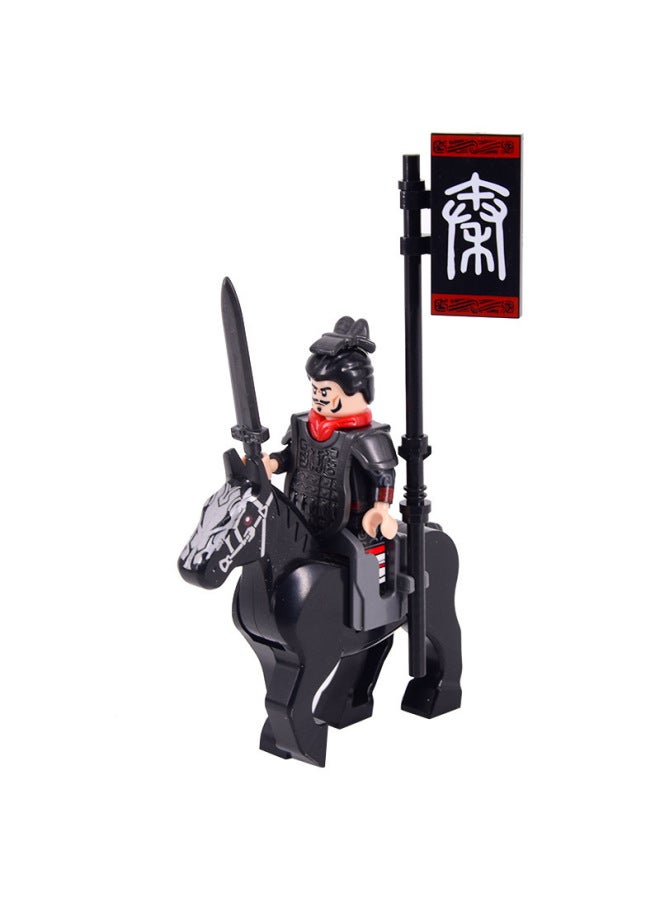 Ancient Chinese Soldiers Legion Da Qin Guofu Army Soldiers Stirrup Chinese Third Party Three Kingdoms Building Blocks Doll Toys-Color:Dark Brown  - Image 1