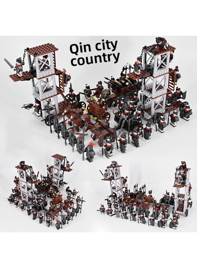 Ancient Chinese Soldiers Legion Da Qin Guofu Army Soldiers Stirrup Chinese Third Party Three Kingdoms Building Blocks Doll Toys-Color:Dark Brown  - Image 2
