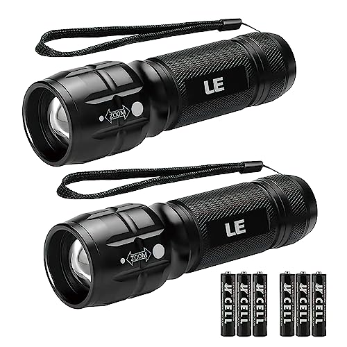 Lighting EVER LED Flashlights High Lumens, Small Flashlight, Waterproof, Adjustable Focus Flash Light for Outdoor, Emergency, Camping, AAA Batteries Included, 2 Pack - Image 1