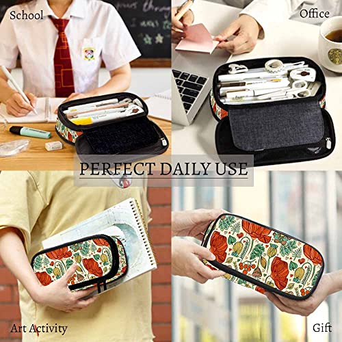Yekiua Floral Pencil Pouch Blossom Wild Flower Leaves High Capacity Pencil Case Stationary Bag Cosmetics Bag Colorful - Image 4