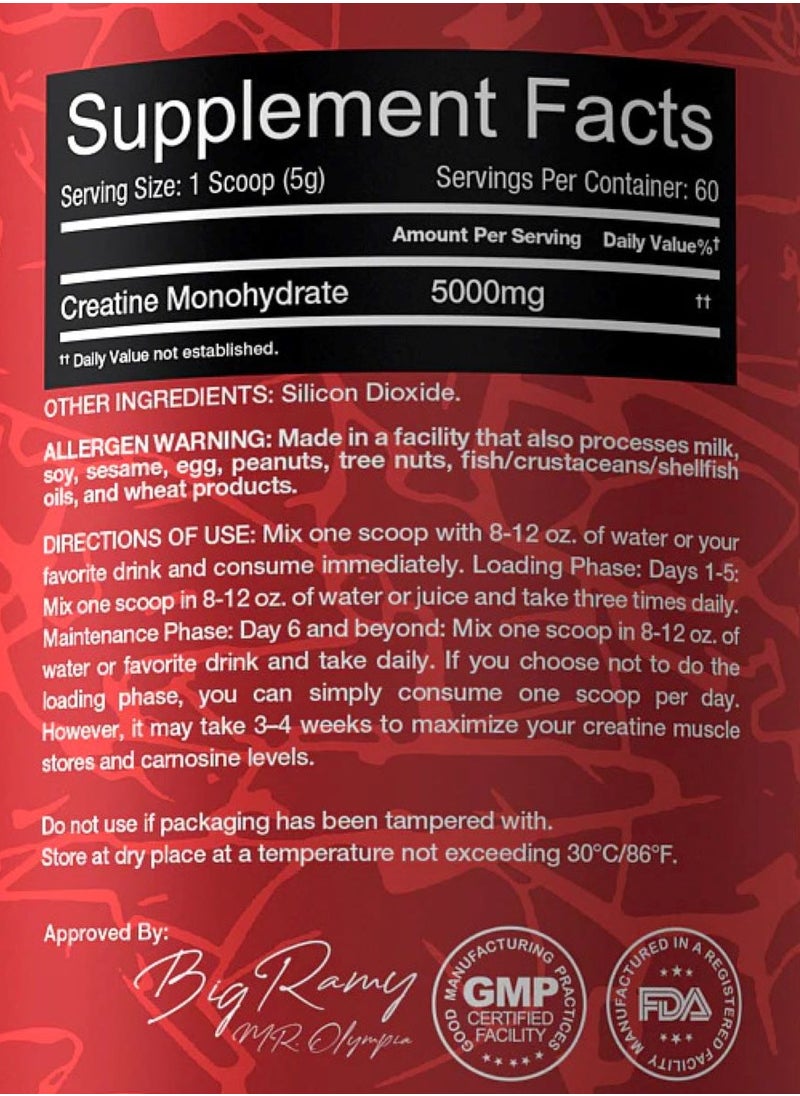 BIG RAMY LABS - Red Rex Creatine 5000mg Unflavored 300G - Image 1