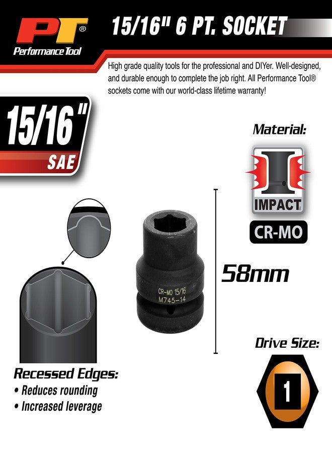 Performance Tool M745-14 1-Inch Drive 15/16-Inch Impact Socket for Heavy-Duty Automotive Repair and Maintenance Tasks - Image 4