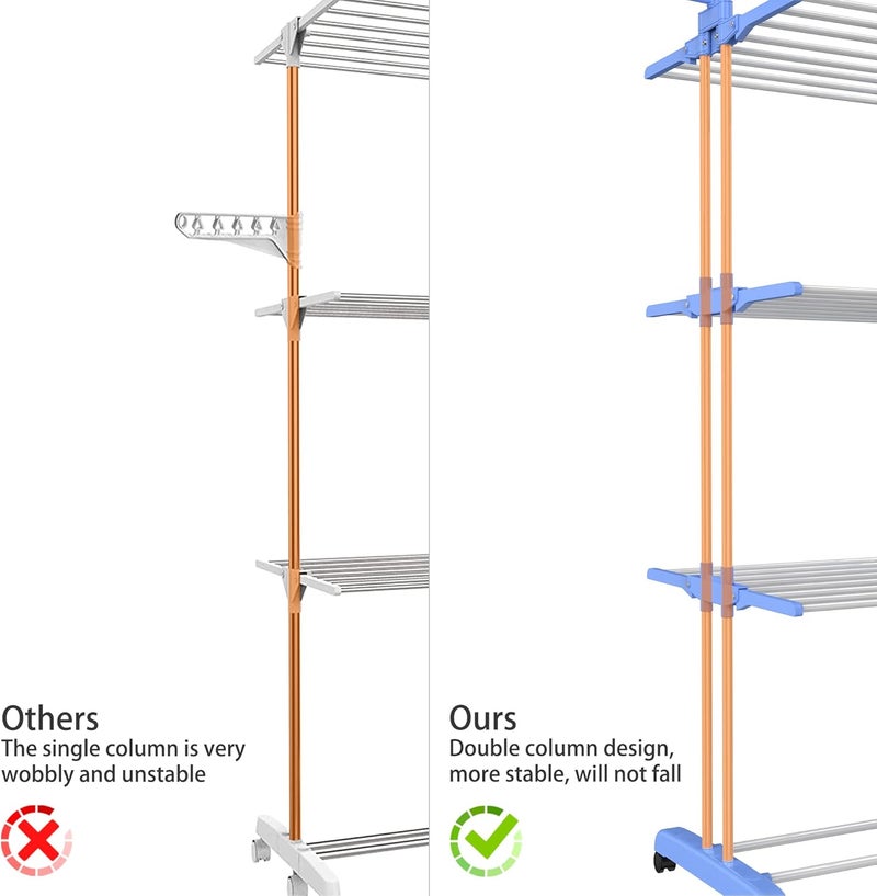 HOMIDEC Airer Clothes Drying Rack,4-Tier Foldable Clothes Hanger Adjustable Large Stainless Steel Garment Laundry Racks for Indoor/Outdoor - Image 5