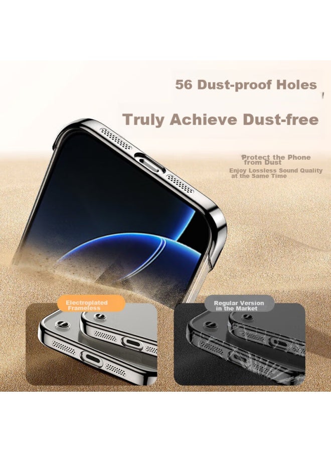 Hongzhuo [With Camera Lens Protector] Iphone 16 Plus Case, Transparent Electroplated Borderless Ultra-Thin Shockproof Heat Dissipation Case For Men And Women, Titanium Original Color - Image 4