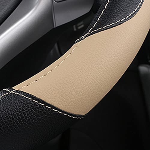 szttswamp Leather Car Steering Wheel Cover, Non-Slip Car Wheel Cover Protector Breathable Microfiber Leather Universal Fit for Most Cars(Beige) - Image 5