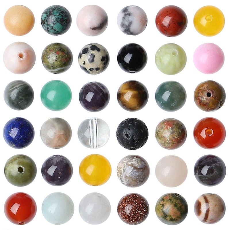 Laidanla Multicolor 100Pcs 6Mm Natural Stone Beads Round Loose Gemstone Stone Beads For Diy Bracelet Necklace Earrings Jewelry Making Polishing Genuine Real Stone Crystal - Image 2