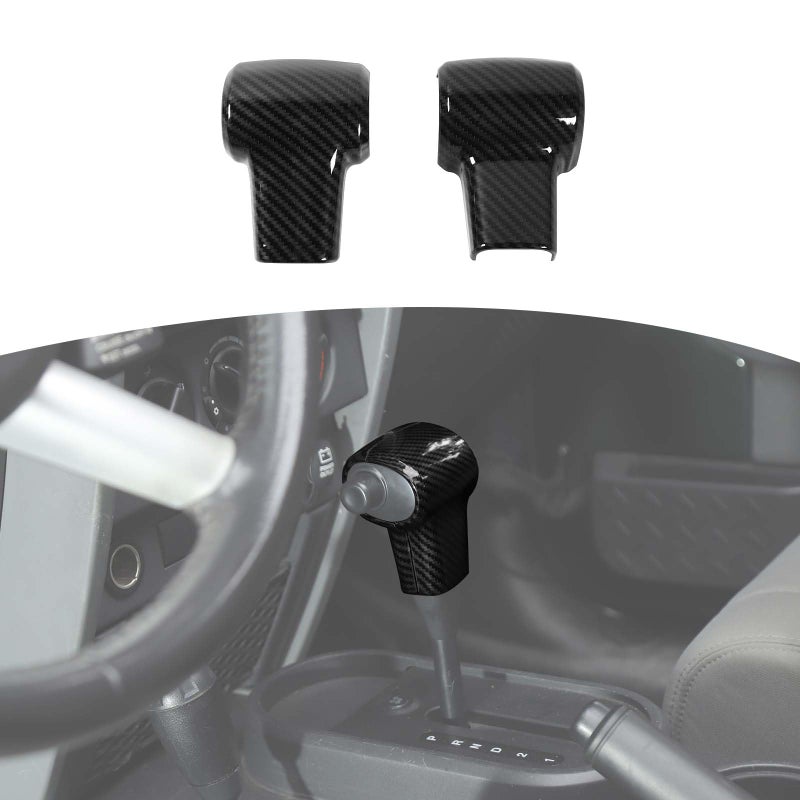 RTTCZ for Wrangler JK Gear Shift Knob Handle Cover Trim for Jeep Wrangler JK JKU 20072010 Black Carbon Fiber Grain Interior Accessories 2pcs
