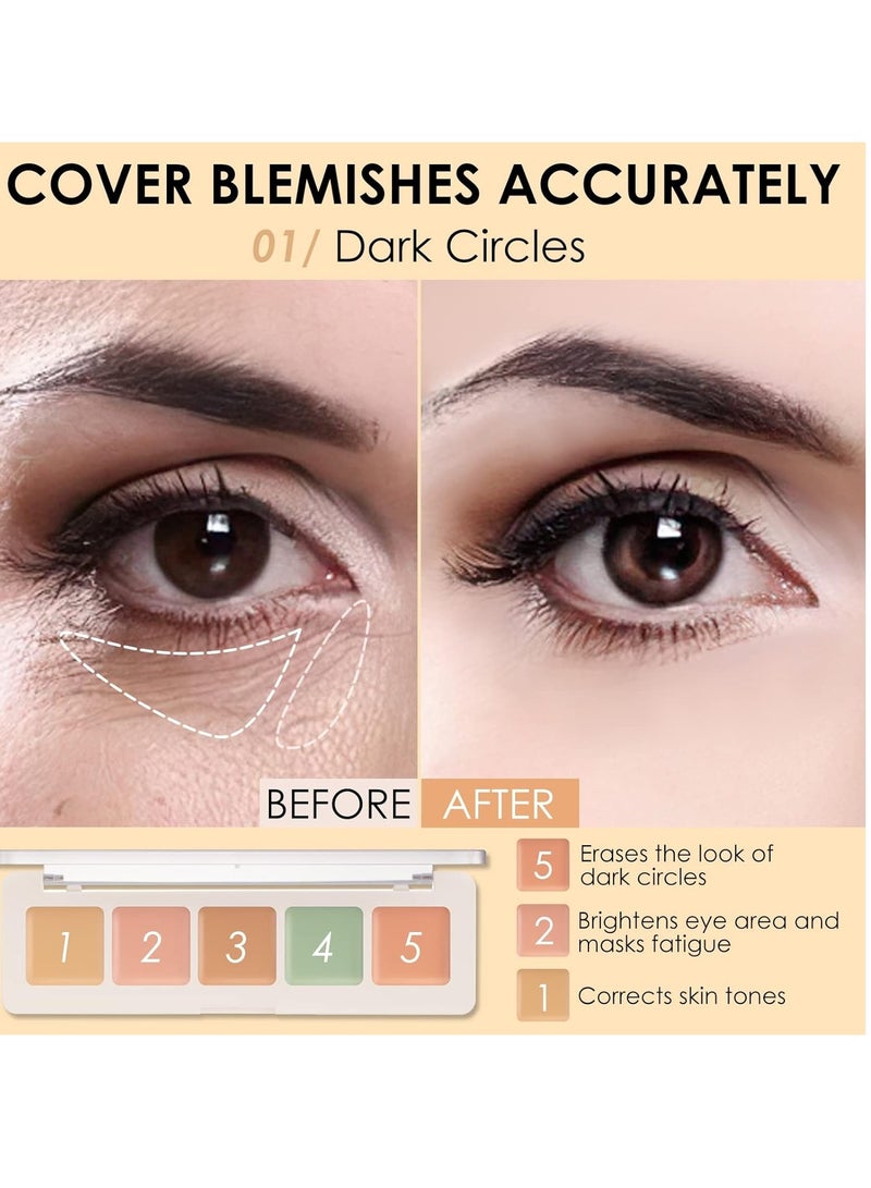 Generic Pro Color Correcting Corrector Palette, 5 Colors Corrector Palette, Cream Conceal Correct Contour Waterproof, Face Contouring Highlighter Pallet  - Image 4