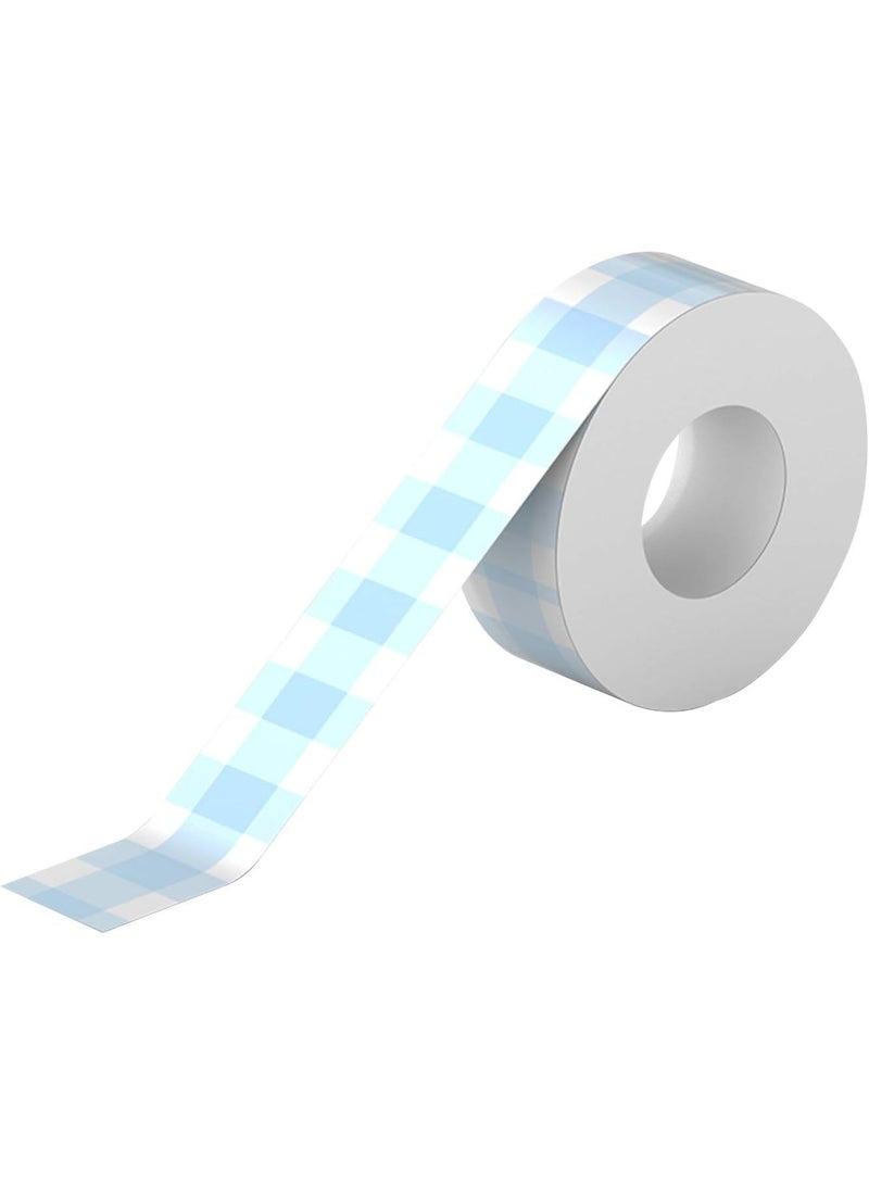 PeriPage L1 Color Tape, Blue Grid Stripes 1 Roll Adhesive Label Paper Sticky Tape Thermal Printing Paper Name Price Barcode Sticker Home Office Organization Waterproof Oil-proof Tear-Resistant - Image 1