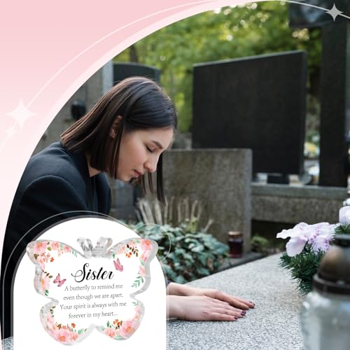 Hakumata Sympathy for Loss of Sister, Thinking of Sister Memorial Condolence Gifts Butterfly Acrylic Table Decor Bereavement Remembrance Gifts for Loss of Loved One for Table Centerpieces Remembrance - Image 5