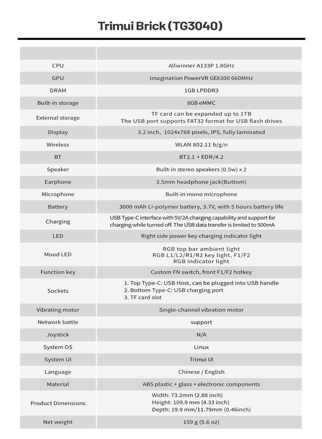 تريميو جهاز ألعاب محمول TRIMUI Brick، جهاز ألعاب صغير متوافق مع شاشة IPS عالية الوضوح مقاس 3.2 بوصة، جهاز ألعاب فيديو محمول (أبيض 64 جيجابايت) - Image 5