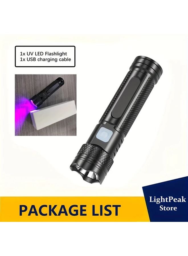 1 قطعة مصباح يدوي بالأشعة فوق البنفسجية 395 نانومتر قابلة لإعادة الشحن عبر منفذ USB، كاشف محمول للبول الحيوانات الأليفة - Image 1