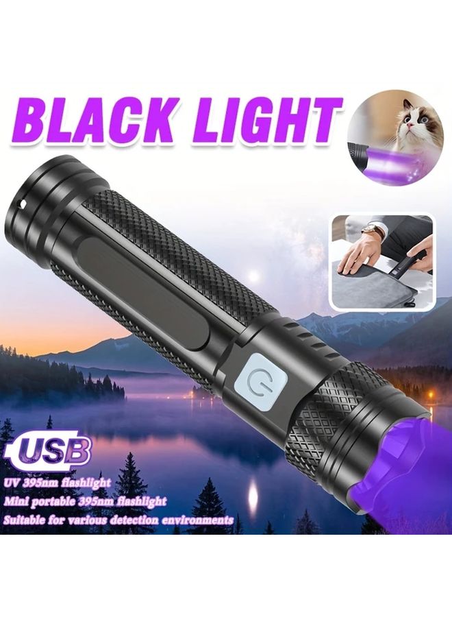 1 قطعة مصباح يدوي بالأشعة فوق البنفسجية 395 نانومتر قابلة لإعادة الشحن عبر منفذ USB، كاشف محمول للبول الحيوانات الأليفة - Image 2