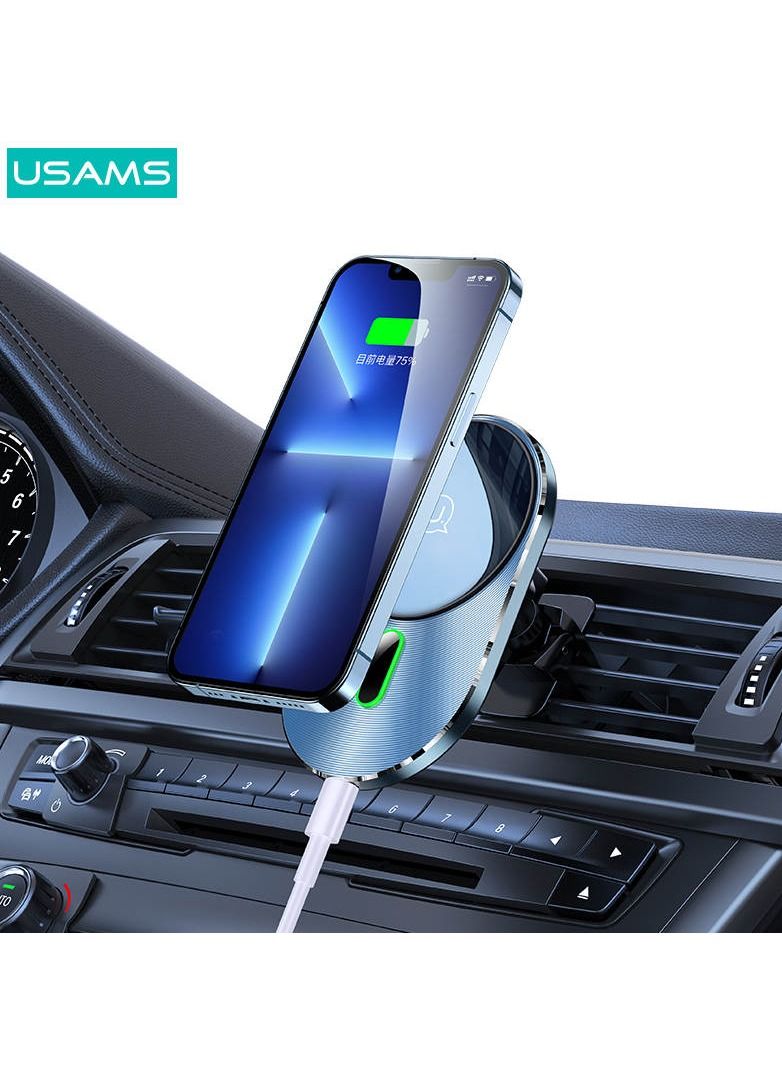 أوسامس حامل هاتف شاحن سيارة لاسلكي لشحن سريع 15 وات ، متوافق مع شاحن سيارة مجسيف ، حامل فتحة التهوية متوافق مع هواتف آيفون 12/13/14 بدون غطاء و هواتف سامسونج وحافظات مغناطيسية - Image 2