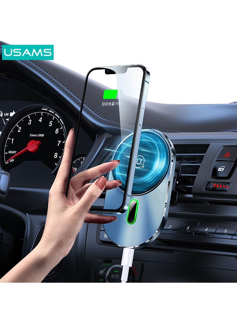 أوسامس حامل هاتف شاحن سيارة لاسلكي لشحن سريع 15 وات ، متوافق مع شاحن سيارة مجسيف ، حامل فتحة التهوية متوافق مع هواتف آيفون 12/13/14 بدون غطاء و هواتف سامسونج وحافظات مغناطيسية - Image 4