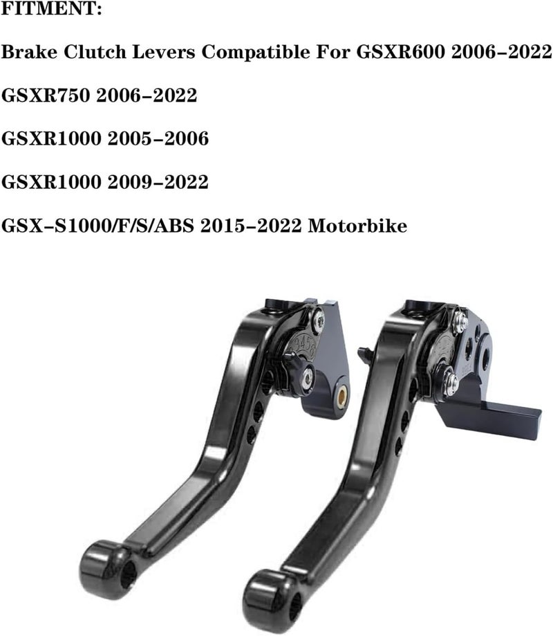 Adsspro CNC Aluminum Short Brake Clutch Levers for GSXR Series Motorbikes (Black) - Image 5