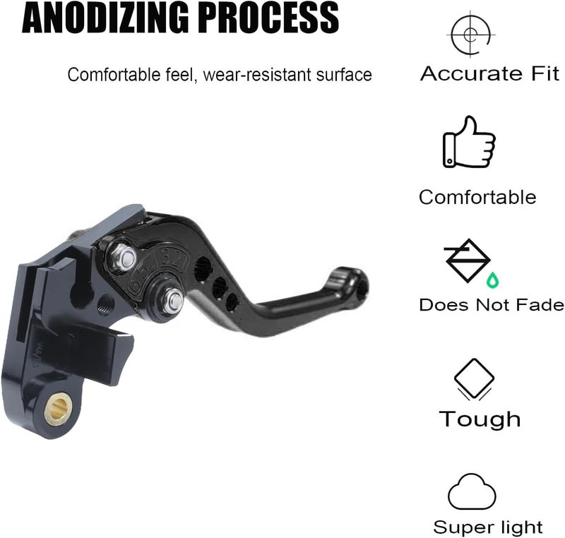 Adsspro CNC Aluminum Short Brake Clutch Levers for GSXR Series Motorbikes (Black) - Image 3