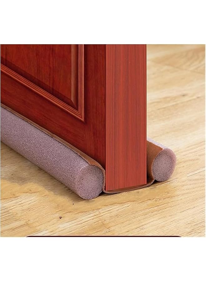 The Bros Pack of 6 Twin Door Draft Stopper, Double Side Under Door Bottom Seal Strip Noise Blocker | Door Sweep Draft Blocker for Door | 10 * 95cm | Brown - Image 1