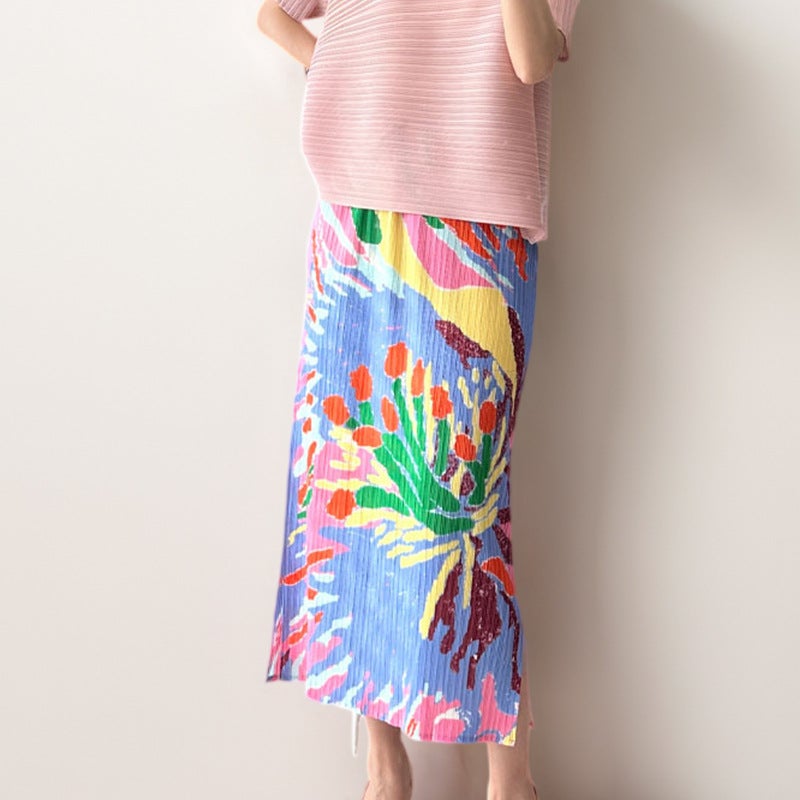 Women's Floral Print Midi Bodycon Stretch Skirt - Image 2
