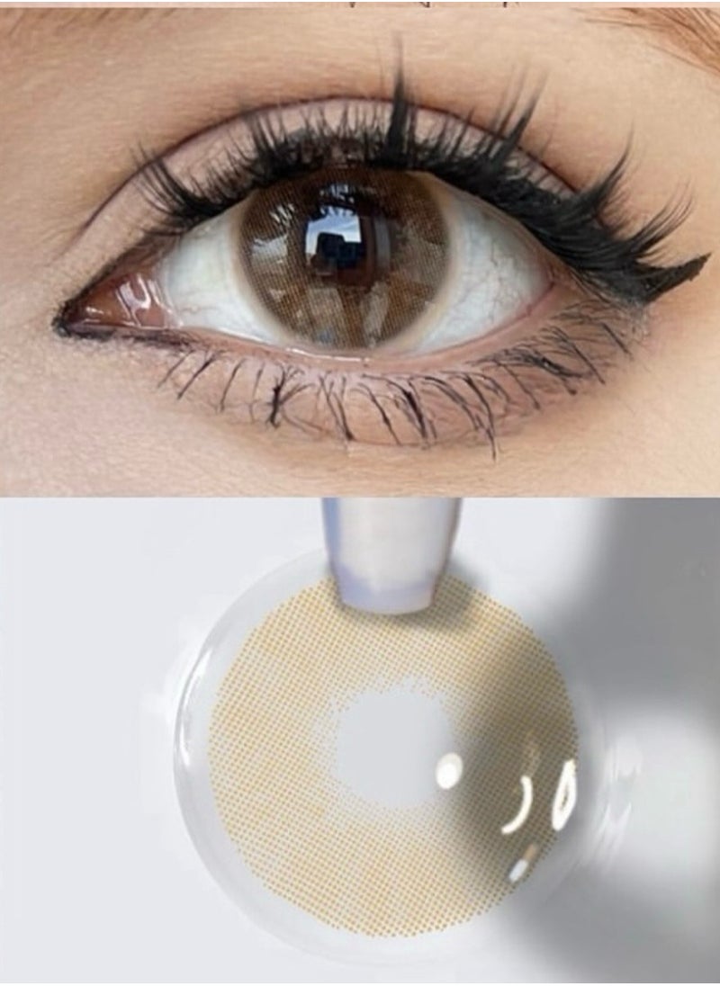 Unibling - Polar Light Brown Yearly Colored Contact Lenses, Unisex Cosmetic Contact Lenses, Enlargement Collection, Light Brown, With Case - Image 1