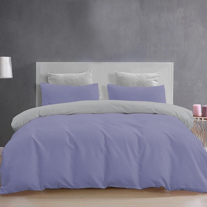 YRM BEDDINGS DUVET COVERS 100 MICROFIBER REVERSIBLE 3PIECE DUVET COVER SET ULTRA SOFT WITH ZIPPER CLOSURE 92X106 INCHES AND 2 PILLOW COVER 18X28 INCHES KING SIZESILVERMEDIUM BLUE