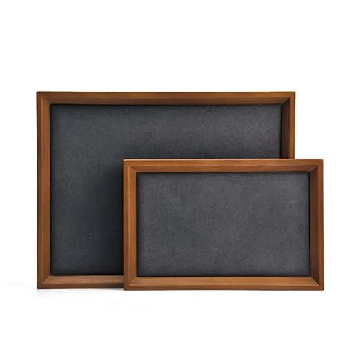 Oirlv Solid Wood Small Jewelry Tray Trade Showcase Countertop Jewelry Display Trays Rectangle Vanity Tray(Grey, Small) - Image 2