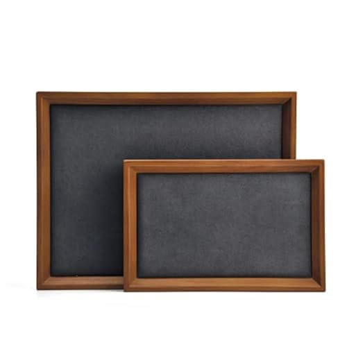 Oirlv Solid Wood Small Jewelry Tray Trade Showcase Countertop Jewelry Display Trays Rectangle Vanity Tray(Grey, Small) - Image 1
