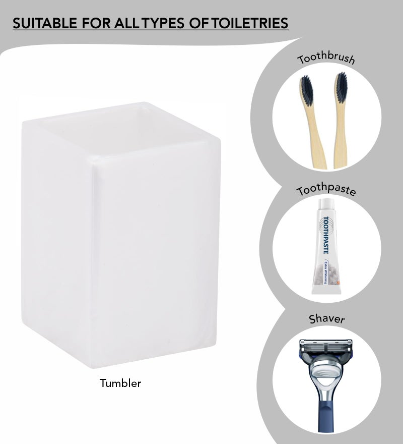 OBSESSIONS Set of 4 Pc Polyresin Bathroom Set, White - Image 4