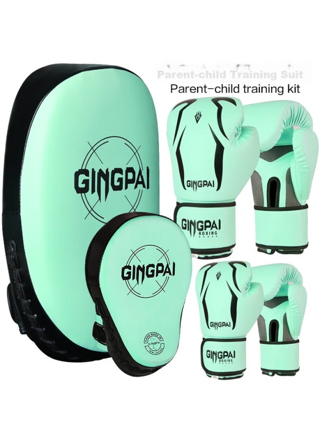 Competing pie Jingpai Children's Sanda Fighting Target Foot Target Parent-child Set, Home Exercise For Adults, Men And Women, Kids' Boxing Gloves, Fresh Green - Image 1