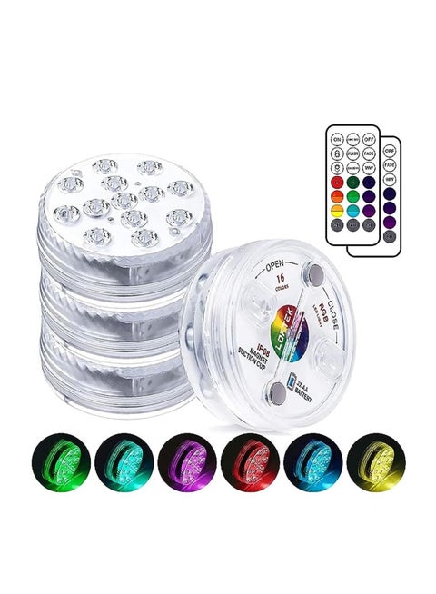 Submersible LED Lights with Remote RF(164ft),Full Waterproof Pool Lights for Inground Pool with Magnets, Suction Cups,3.35” Color Changing Underwater Lights for Ponds Battery Operated (4 Packs)