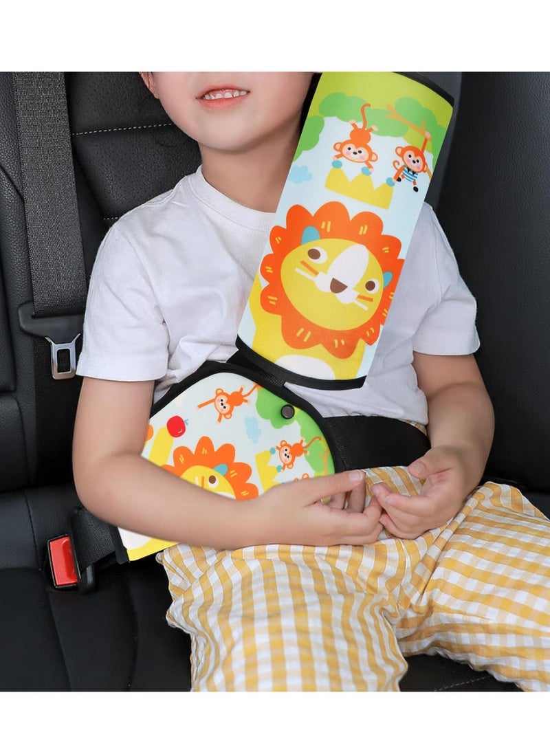Excefore Seat Belt Cover for Kids, 2 Pcs Kids Seatbelt Adjuster & Pillow, Kids Seatbelt Pillow, Seat Belt Strap Covers, Safety Strap Shoulder Belt Positioner Clip in Car for the safety of children  (Lion) - Image 2