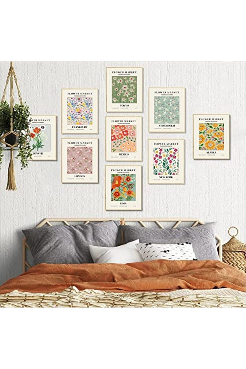 KBKBART Flower Market Poster Set of 9, Abstract Flower Market Wall Art Prints for Room Aesthetic, Vintage Colorful Floral Wall Art Decor, Boho Room Decor (8x10inch, Unframed) - Image 3