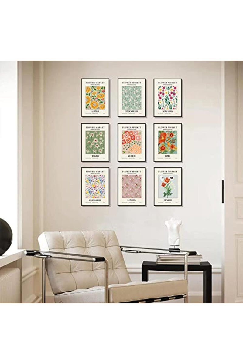 KBKBART Flower Market Poster Set of 9, Abstract Flower Market Wall Art Prints for Room Aesthetic, Vintage Colorful Floral Wall Art Decor, Boho Room Decor (8x10inch, Unframed) - Image 4