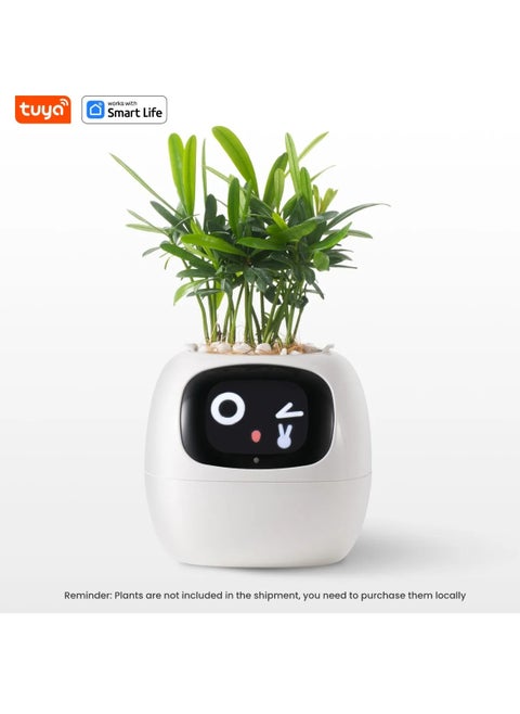 Tuya Ivy Smart Planter,Endless Fun Over 49 Rich Expressions,7 smart sensors,AI Chips Make Raising Plants Easy and Fun(White)
