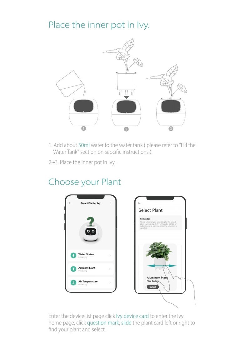 Generic - Tuya Ivy Smart Planter,Endless Fun Over 49 Rich Expressions,7 smart sensors,AI Chips Make Raising Plants Easy and Fun(White) - Image 1
